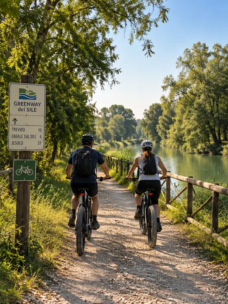 Ciclisti in e-bike lungo il Sile